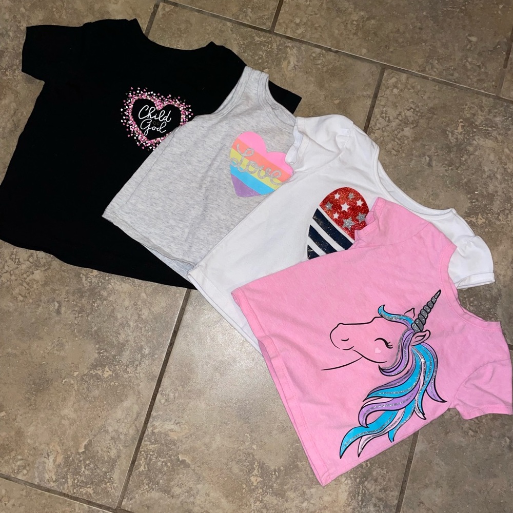 Lot of 4 shirts girls t shirts and tanks.